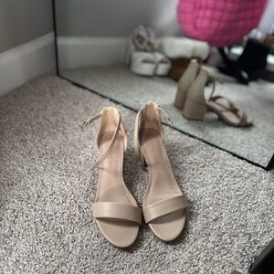 Madden Girl nude ankle strap heels
